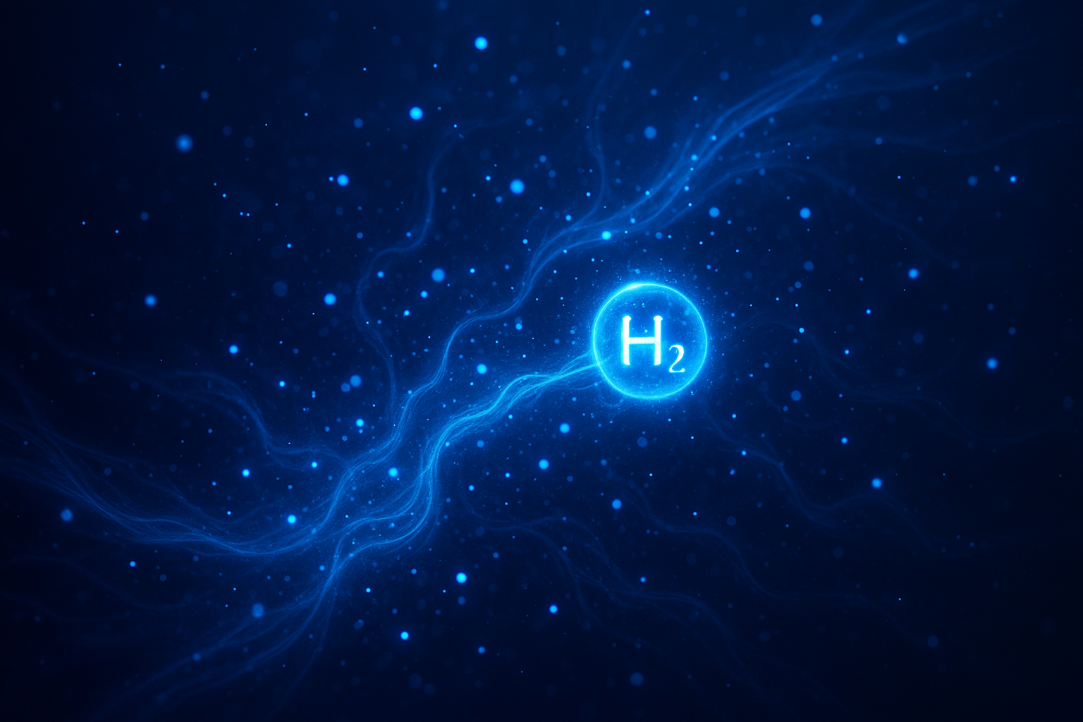 蓝色能量粒子象征氢分子中和自由基的抽象视觉